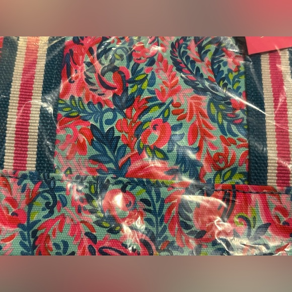 Lilly Pulitzer Mini Mercato Tote Bag - Surf Blue Flim Flam Accessories Small - Picture 6 of 7